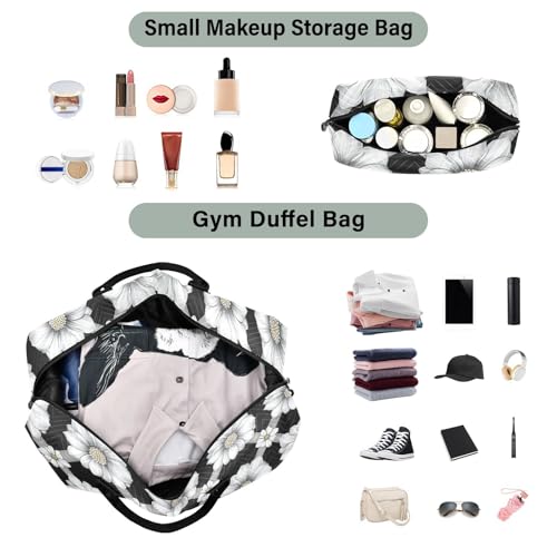 Flowers Black Diamonds Decorative Carry On Personal Item Bags Sport Training Bag with Toiletry Bag for Airplane Traveling Foldable bolso de para Mujer Avion4