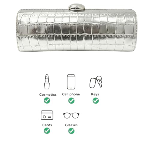 Image of Women Vegan Leather Evening Handbag Crocodile Pattern Handle Clutch Purse Cross Body Envelope Bag