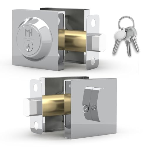 Image of Mega Handles - Prime Deadbolt I Entry Deadbolt Lock - Heavy Duty Square Locking Deadbolt for Left or Right-Handed Doors - Interior /Exterior - Polished Chrome