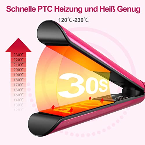 Foto von Glätteisen Locken und Glätten 2 in 1, GYCHEE Haarglätter mit Turmalin-Keramikbeschichtung 3D Schwimmplatten, LCD-Display 12 Temperatureinstellungen PTC Schnelle Erwärmung 120-230°C Hair Straightener