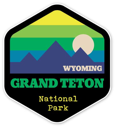 Squiddy Grand Teton National Park Wyoming - Vinyl Sticker Decal for Phone, Laptop, Water Bottle (3 high)