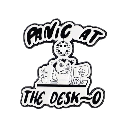 Panic At The Desk-O Possum Meme Pin Brooch, Opossum Burnout Humor Enamel Pin, Funny Gift For Sarcastic Sassy Coworker, Overworked Possum Lapel Badge, Internet Meme Brooches, Office Humor Accessories