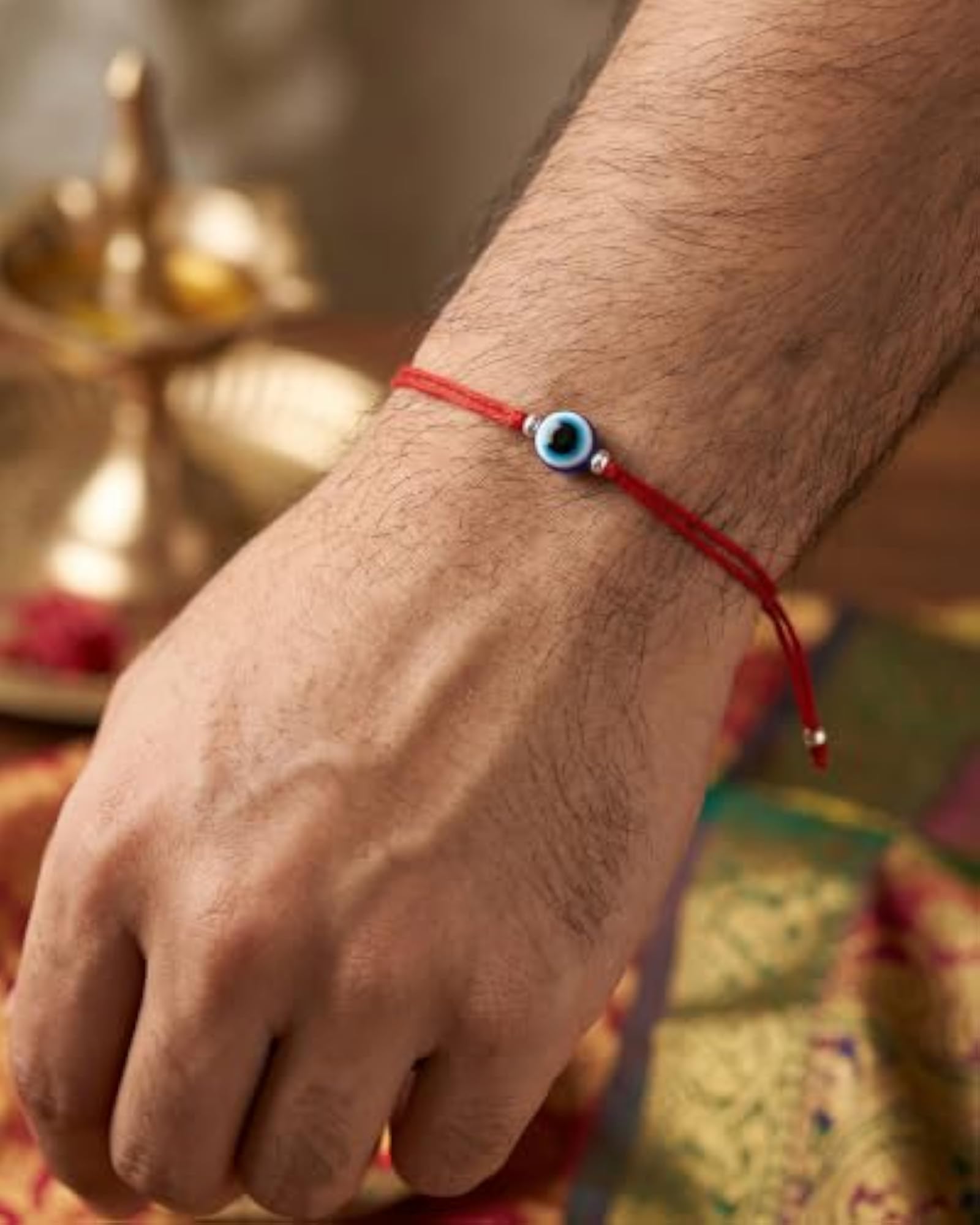 925 Silver Evil Eye Rakhi for Brother, Gift for Raksha Bandhan