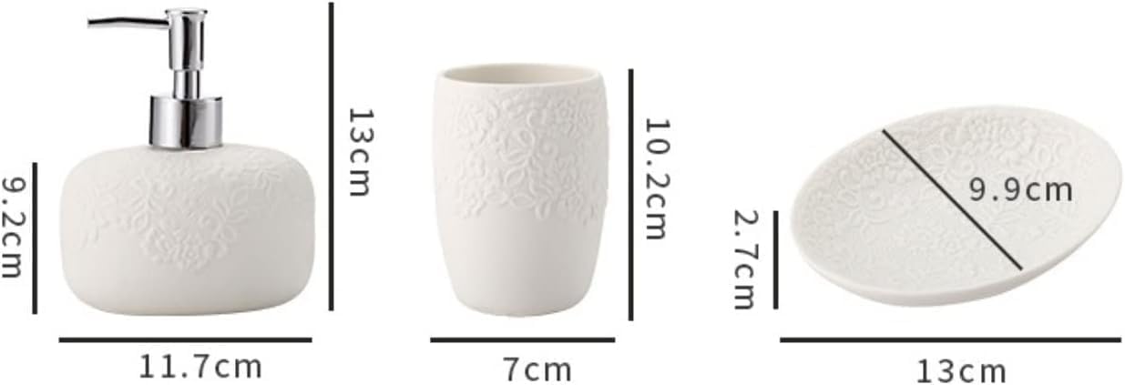 Juego de accesorios de baño – Juego de accesorios de baño de cerámica de diseño moderno – 4 piezas con detalles decorativos