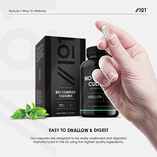 BioCultures Complex 17 Live Strains with 60 Billion CFU Probiotics 60 Capsules for Gut