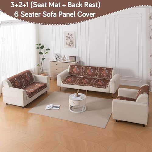Image of HOKIPO HeavenHue Sofa Cover 6 Seater Panel Set 3+2+1, Nritya Echo