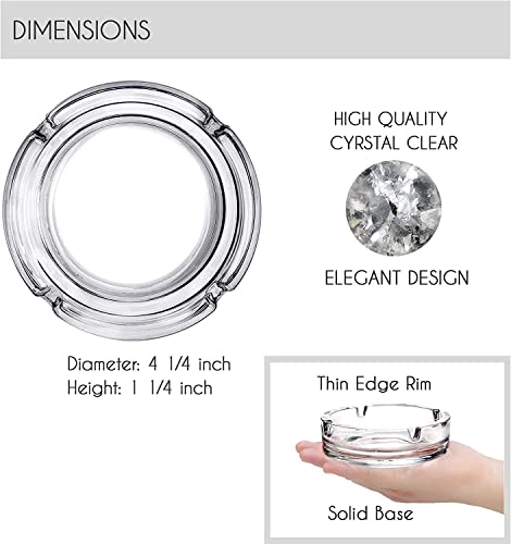 Image of NeWine Italian Premium Glass Ashtray | Tabletop Ash Tray for Indoor & Outdoor Use | Home Decor Ashtray | Hard Glass | BPA Free (Classic Round)