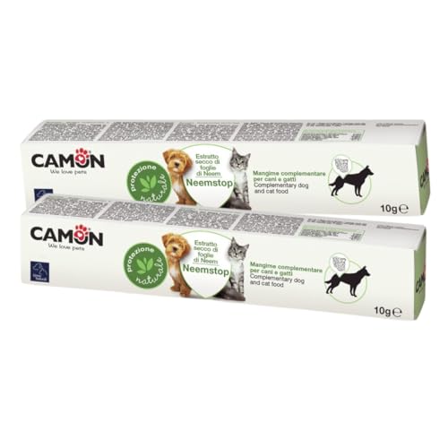 Ulisse Camon Neemstop, 2 Stück Nemastop, 2 Spritzen à 10 Gramm, schmackhafte Paste, die die Verdauung unterstützt und die bakterielle Darmflora von Hunden und Katzen unterstützt
