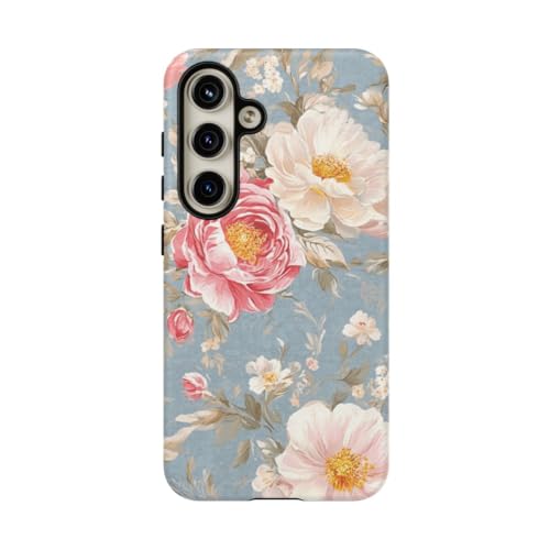 Coque Samsung S24 motif floral rigide mate anti-rayures pour femme