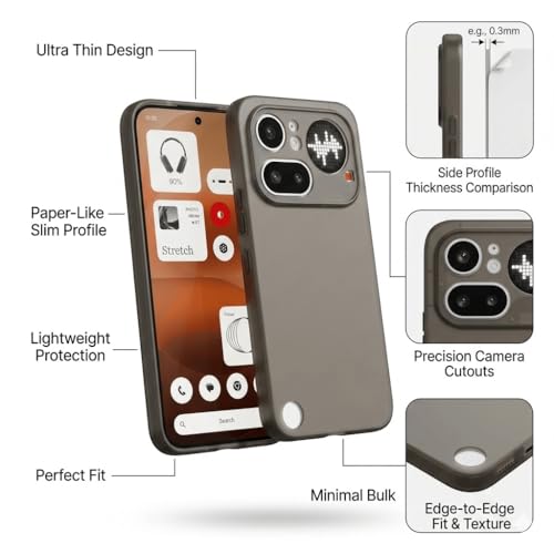 Image of FIRST MART Back Cover for Nothing 4A Pro 5G | Ultra-Thin Frosted Matte Semi-Transparent Silicone Case, Anti-Slip Grip, Precise Fit | Grey
