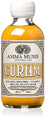 Anima Mundi Curam Organic Beauty Elixir - Liquid Turmeric Tincture - Adaptogenic Liquid Herbal Tincture with Organic Turmeric Root Extract - Add to Tea, Coffee, Smoothies and More (2oz)