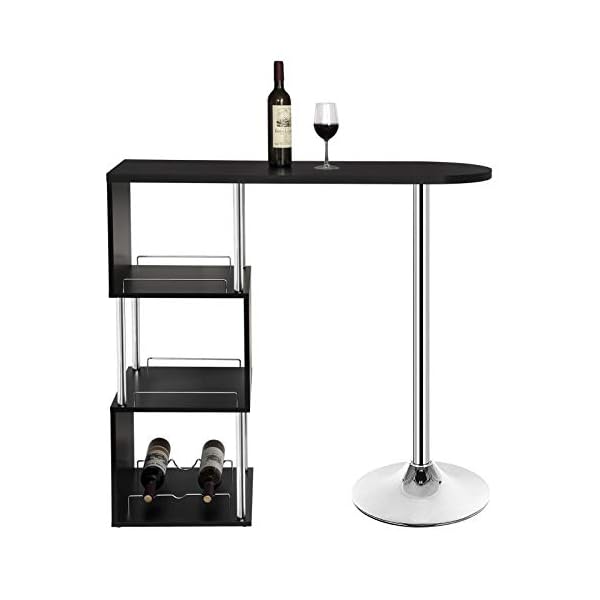eSituro Bar Table Breakfast Table Kitchen Dining Table Coffee Table, Industrial High Table Bar with 3-Tier Storage Shelves for Home Pub, Black, SBST0467 - Image 5