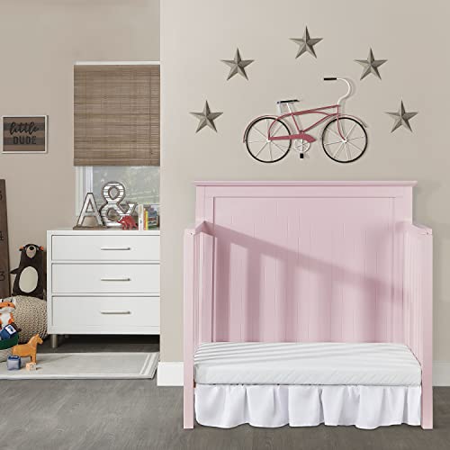 Dream On Me Ava 4-In-1 Convertible Mini Crib In Blush Pink, Greenguard Gold Certified, Non-Toxic Finish, Comes With 1" Mattress Pad, With 3 Mattress Height Settings #TOP6