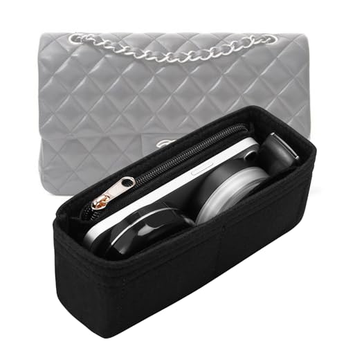 LOUKAYCCI Bolsa organizadora para bolsa Chanel clássica com aba extra grande (preta, GG)