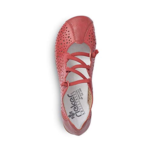 Rieker Women's Closed Toe Ballet Flats, Red 33, 8 #TOP3