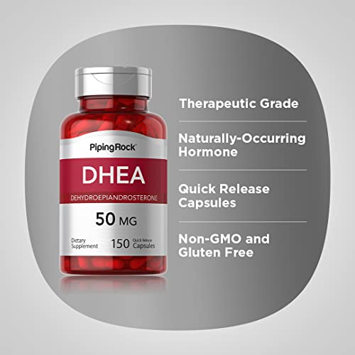 Piping Rock DHEA 50 mg | 150 Capsules | for Men and Women | Dehydroepiandrosterone Supplement | Non-GMO, Gluten Free
