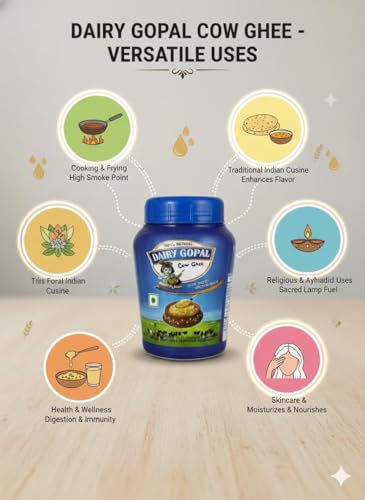 Image of DAIRY GOPAL Cow Desi Ghee Traditional Rich Flavor Pure and Healthy Desi Pure Natural Immunity Booster & Other Benifits Taste of India 1 Ltr