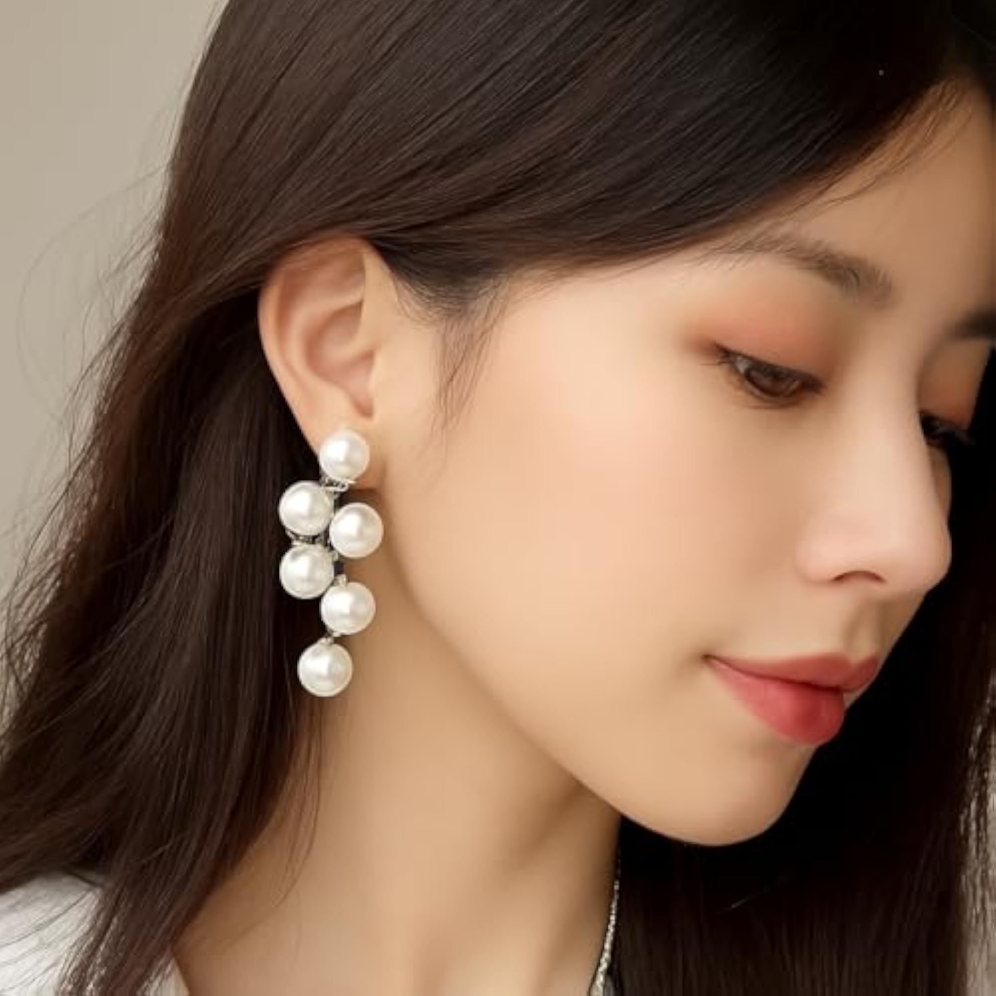 Women's Pearl Cluster Drop Earrings, Gold Plated Design
