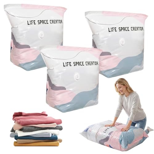 No-Pump Large Vacuum Storage Compression Bags 2026 New Vakuumbeutel für Bettdecken Luftdichte Kompressionsbeutel für Kleidung Kissen Bettdecken Decke (3 70x50x30cm)