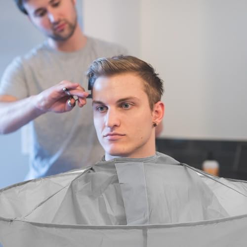 Housoutil Capa de Corte de Cabello Impermeable para Adultos Talla Mediana Capa de Peluquero para Salón Blanca miniatura 5
