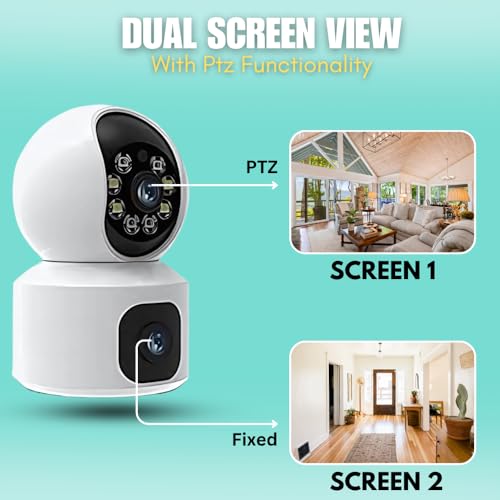 Image of Supercam WiFi Indoor 5+5MP Dual Lens /Screen FHD CCTV Camera with Color Night Vision, Two Way Audio, Motion Detection, Multi Users View and Memory Card Support (Up to 128 GB)