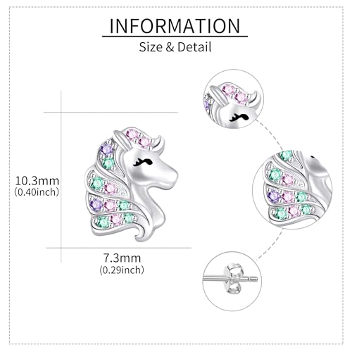 Image of Animal Stud Earrings 925 Sterling Silver Elephant /Unicorn /Chicken /Flamingo /Highland Cow /Hummingbird Earrings Animal Jewelry Gifts for Women