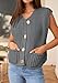 PRETTYGARDEN Women's Summer Sweaters Vest 2025 Sleeveless Button Down Cropped Pockets Chunky Knit Cardigan Trendy Tank Tops (Grey,Medium)