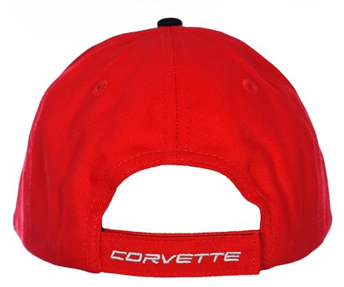 Image of JH DESIGN GROUP Men's Chevy Corvette C8 Logo Cap Adjustable Red & Black Hat