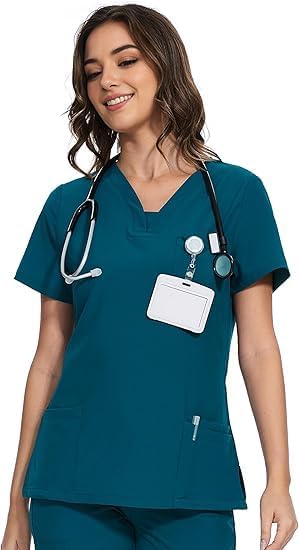 COZYFIT Scrubs for Women - V-Neck Women Scrub Tops with 3 Pockets,Soft Stretch