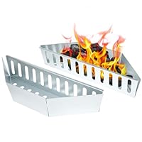 QWORK® 2 Stück Holzkohlenkörbe, Holzkohle Brikett Kraftstoff Halter, kompatibel mit Weber 47/57/67 cm Holzkohlegrills
