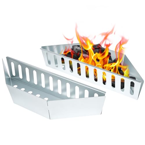 QWORK® 2 Stück Holzkohlenkörbe, Holzkohle Brikett Kraftstoff Halter, kompatibel mit Weber 47/57/67 cm Holzkohlegrills