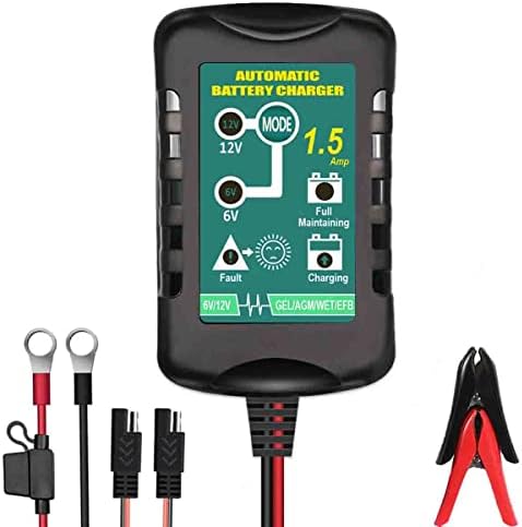 KHUI-UAH 12V Battery Charger & Maintainer - Smart 3-Stage, For Car, Motorcycle, ATV, RV, Boat