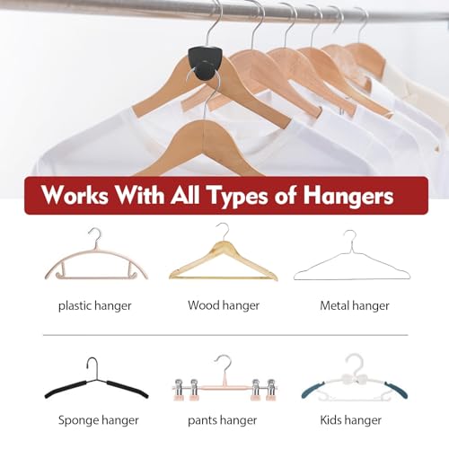 Space Saving Hangers 20Pcs, Upgrade 40Lb(Max) Heavy Duty Hanger Hooks Space Saver for Clothes, Hanger Connector Hooks, Plastic Clothes Hanger for Closet Organizer, Black - Image 4