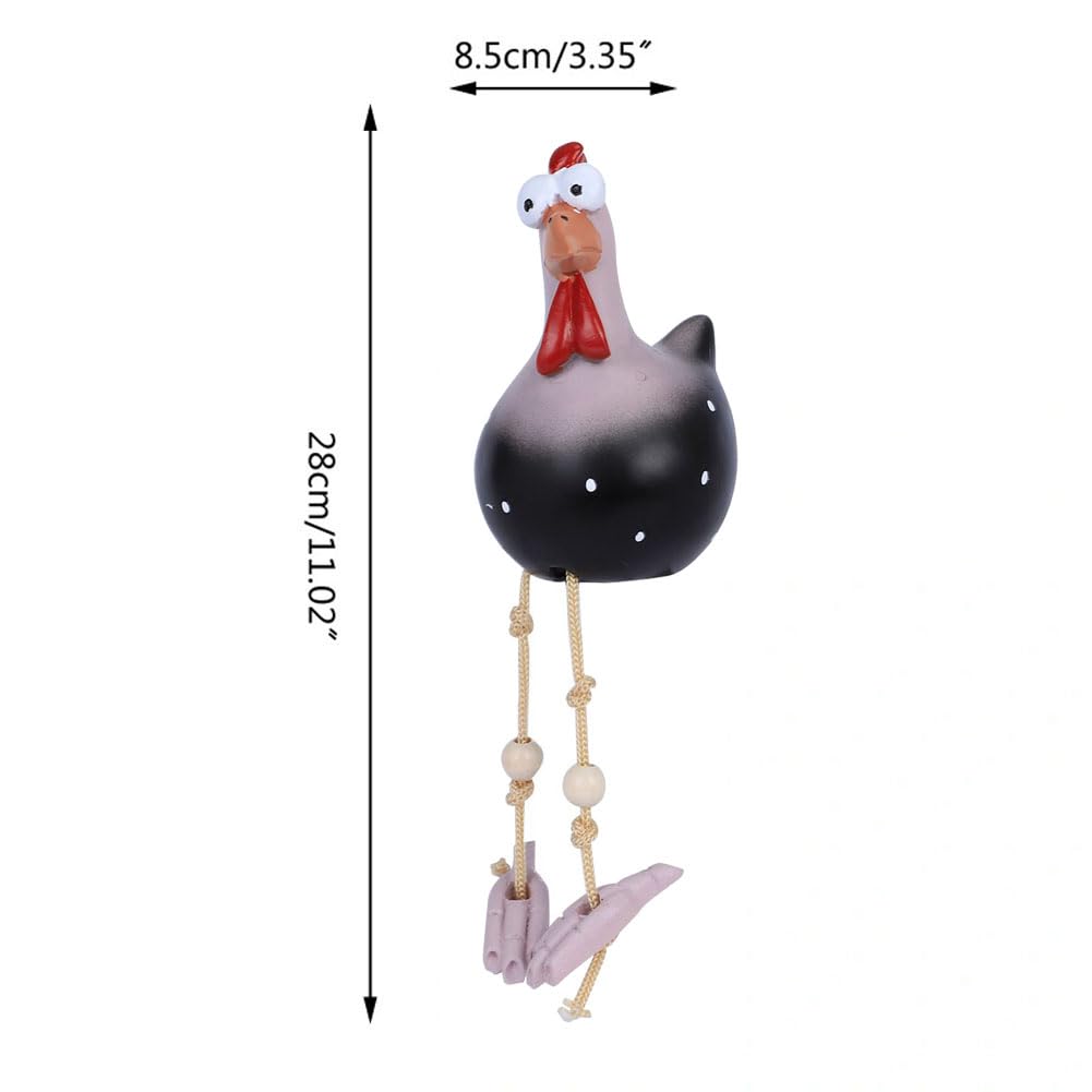 Romeeton Resin Chicken Sculpture,Resin Rooster Ornaments Funny Chicken Decor Ceramic Garden Statues Art Outdoor Yard Decorative Garden Stakes for Home Outside Courtyard Farmhouse Patio Yard (Black) - Image 3