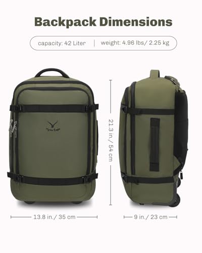 Hynes Eagle Rolling Backpack Luggage 21'' Backpack with Wheels Flight Approved Wheeled Backpack Carry on Travel Backpack for Women Men 42L image 8