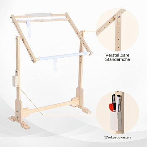 Apisserie Verstellbarer Stickrahmen Bodenständer, Holz Kreuzstich-Rahmenständer, Tischplatte Tapisserie-Ringe, 9CT Modell