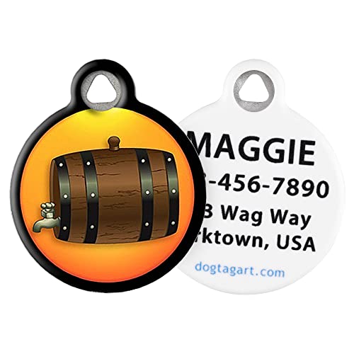 Dog Tag Art Saint Bernard Barrel Personalized Pet ID Tag for Dogs, Silent Polymer Coated Stainless Steel Nametag with Customized Identification Information, Small .875