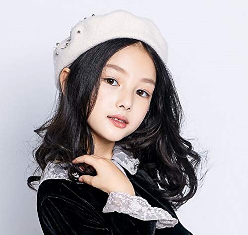 Brcus Kids Girls Wool Felt Flowers Beret Hat French Artist Beanie Cap4