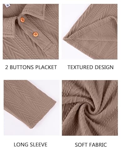 Mens Knit Polo Shirts Long Sleeve Casual Textured Golf Polo Shirts Dress Collared Sweater Pullover2