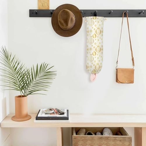Outdoor-Tasche mit Kordelzug und Reißverschlusstaschen, für Damen, Shopping, Reisen, goldenes luxuriöses Weihnachtsmuster, nahtloses Muster