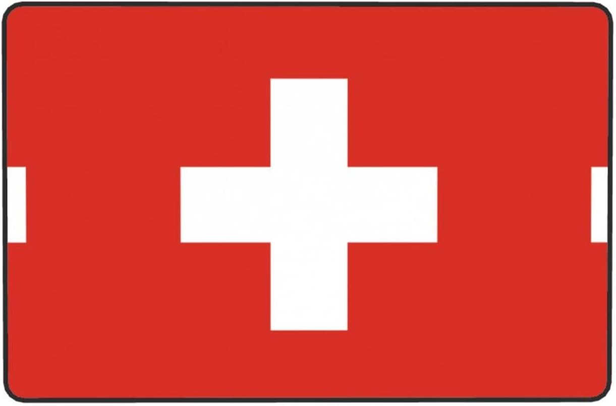 Swiss Flag Printed Anti-Slip Floor mat Carpet Rug 36"x24" for Living Room Office Coffee Table Bed Balcony
