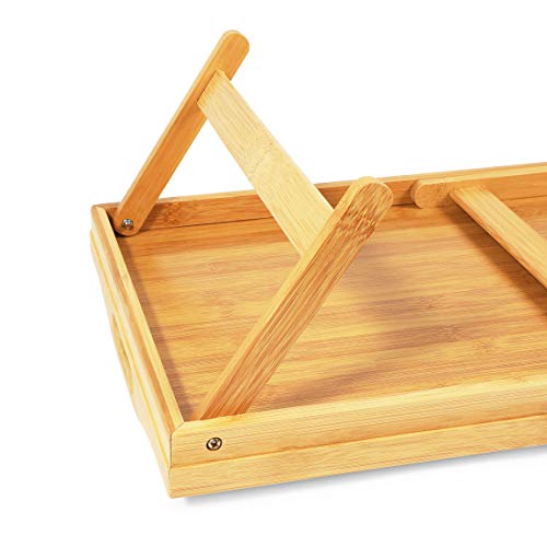 Bamboo Bed Serving Tray with Folding Legs (17.2 x 12 x 8 in)