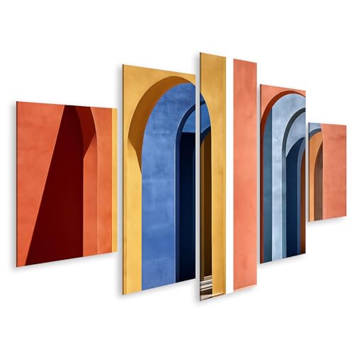 Tableau sur toile arcs géométriques islandburner en 5 pièces pour décoration de salon