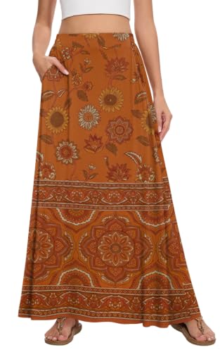 Image of Womens Maxi Skirt Long Flowy Summer A-Line High Waist Skirts