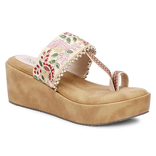 Image of Fabric Platform Low Heel Wedges For Women and Girls