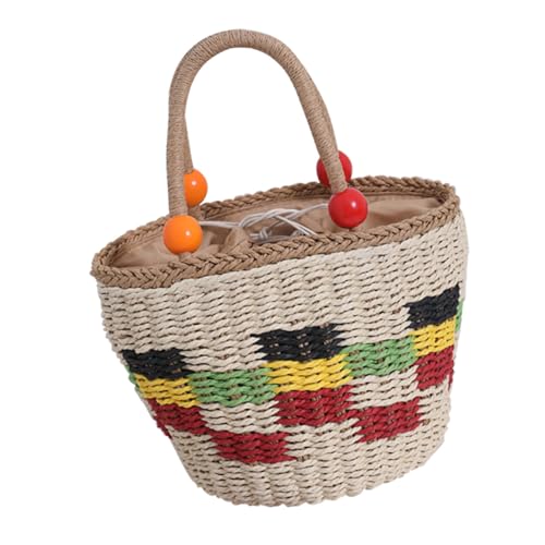 Sac en paille tressée colorée idéal pour vos sorties à la plage