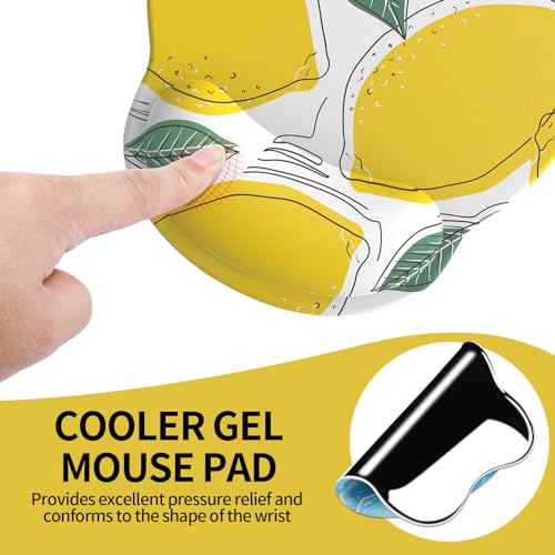 Image of eulps Mouse Pad with Wrist Rest, Comfortable Computer Mousepad with Gel Wrist Support Smooth Surface and Non-Slip PU Base for Pain Relief, Laptop, Office & Home (Lemon)