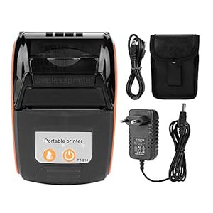 Hotline Printen, 58 Mm Draagbare Thermische Bluetooth-ticketprinter met Lederen Tas, Draadloze Draagbare Bonprinter Bluetooth Thermische Rekeningsprinter 110-240v(Oranje)
