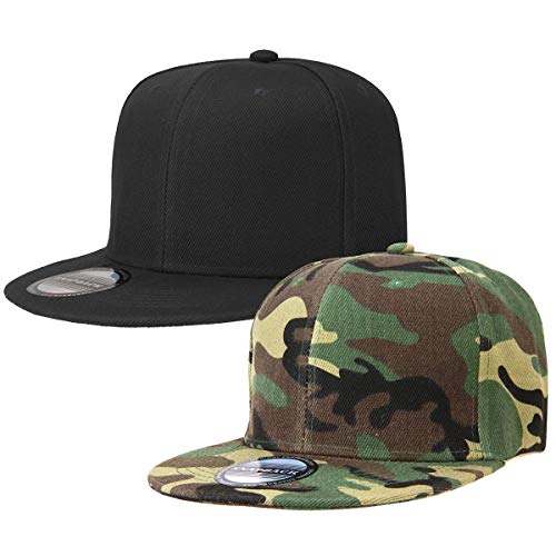 Image of Classic Snapback Hat Cap Hip Hop Style Flat Bill Blank Solid Color Adjustable Size
