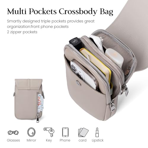 Image of befen Genuine Leather Small Crossbody Bags for Women Cell Phone Purse | Real Leather, RFID Blocking Card Slots, Multi Pockets, Cell Phone Bag, Travel Purse, Anti Theft